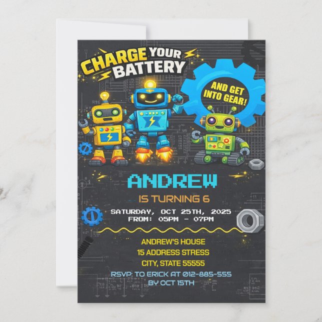 Personal Robots Birthday Invitation (Front)