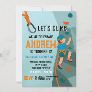 Personal Rock Climbing Birthday Party Invitation