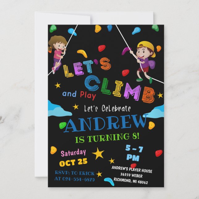 Personal Rock Climbing Birthday Party Invitation (Front)