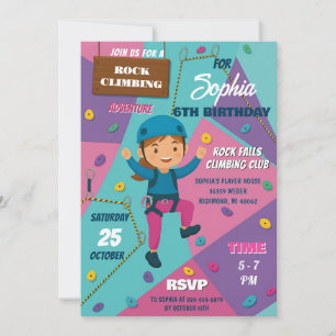 Personal Rock Climbing Girl Birthday Party Invitation