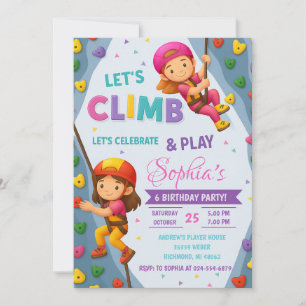 Personal Rock Girl Climbing Adventure Birthday Invitation