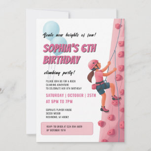 Personal Rock Girls Climbing Wall birthday Invitation