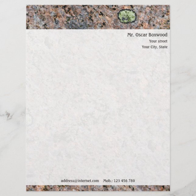 Personal Rock Texture with Return Address Letterhead (Front)