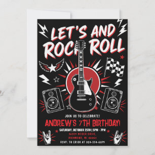Personal Rockstar Electric Guitar Birthday  Invitation