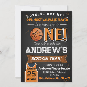Personal Rookie Year First Birthday Basketball Invitation