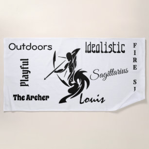 Personal Sagittarius the Archer Zodiac Beach Towel