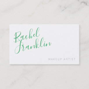PERSONAL script name modern bold emerald green Business Card
