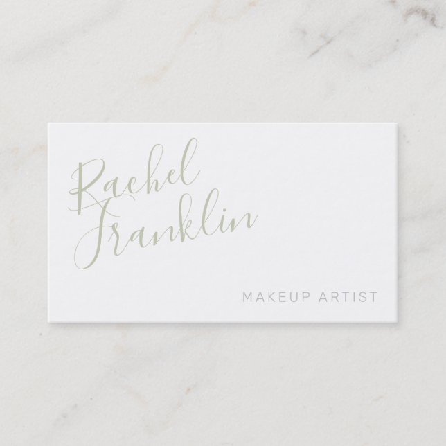 PERSONAL script name modern chic pretty sage green Business Card (Front)