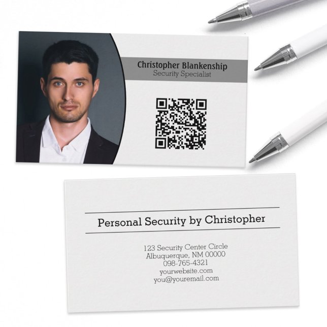 Personal Security Custom Oval Photo QR Code Business Card (Creator Uploaded)