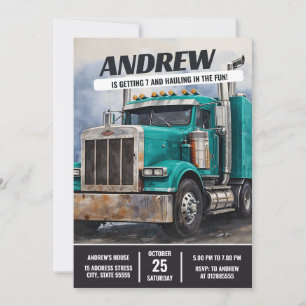Personal Semi Truck birthday party Invitation