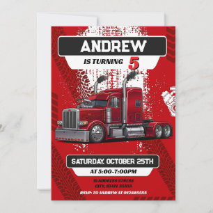 Personal Semi-Trucks Birthday party Invitation