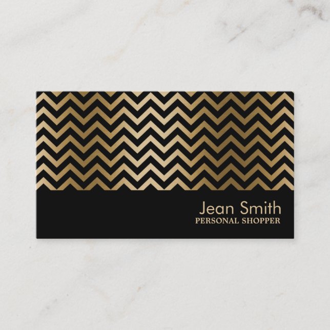  Personal Shopper Gold Chevron Stripes Business Card (Front)