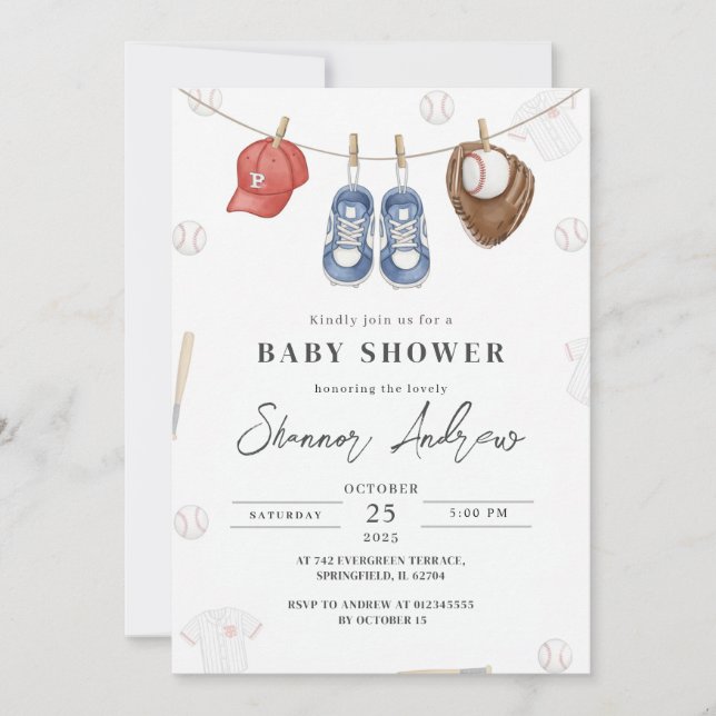 Personal Simple Baseball Baby Shower Invitation (Front)