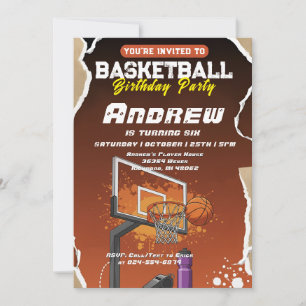 Personal Simple Basketball Birthday party Invitation