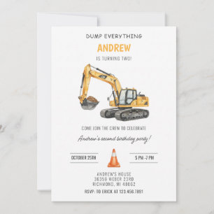 Personal Simple Modern Construction Birthday Invitation