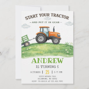 Personal simple Tractor Birthday Invitation