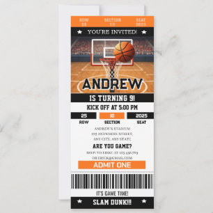 Personal Slam Dunk Birthday Bash Sports Ticket Invitation