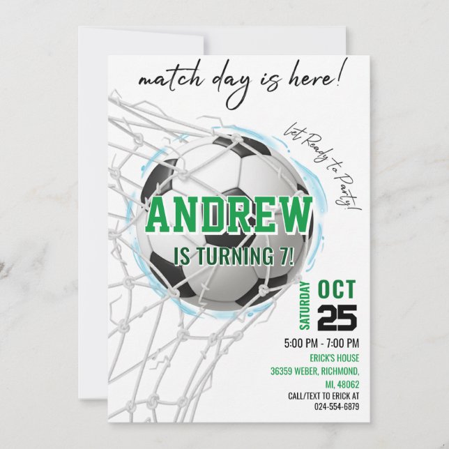 Personal Soccer Birthday Invitation (Front)