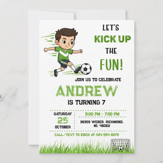 Personal Soccer Birthday Invitation (Devant)