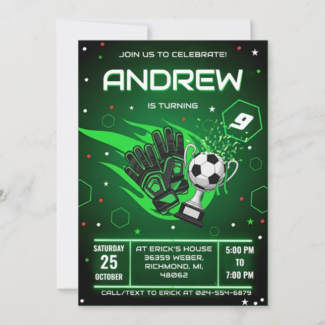 Personal Soccer Birthday Invitation (Front)