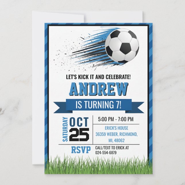 Personal Soccer Birthday Invitation (Front)