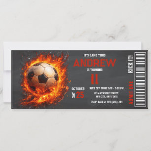 Personal Soccer Ticket Birthday boys Party  Invitation
