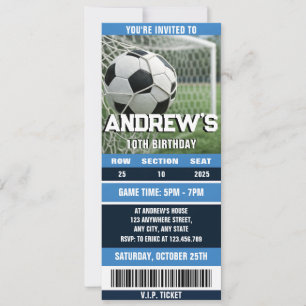 Personal Soccer ticket for boys birthday Invitation