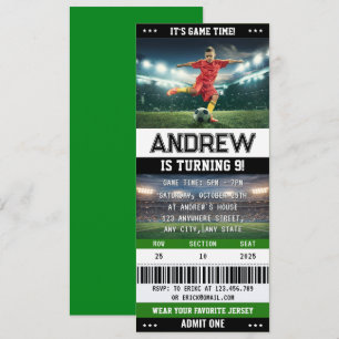 Personal Soccer Ticket Team Club Birthday  Invitation