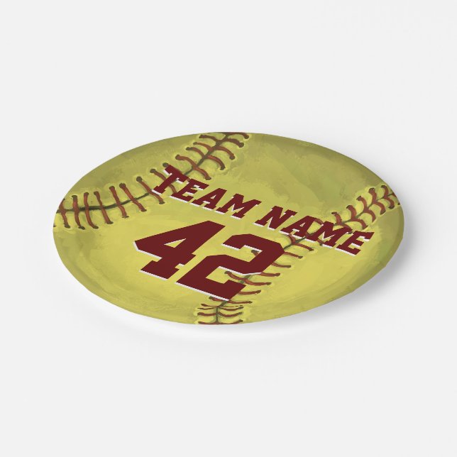 Personal Softball Art Paper Plate (Angled)