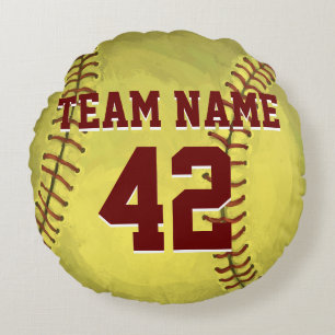 Personal Softball Art Round Pillow