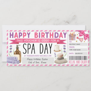 Personal Spa Day Gift Voucher Ticket Invitation