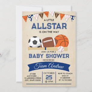 Personal Sports Baby Shower Invitation Allstar