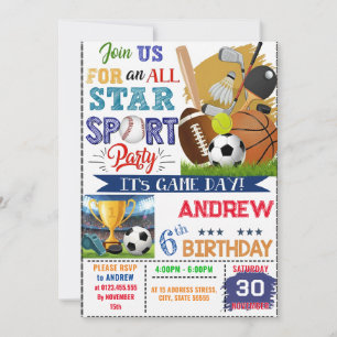Personal Sports Birthday For kid Invitation 