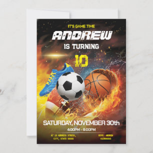 Personal Sports Birthday Printable Invitation