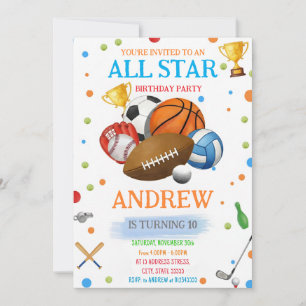 Personal Sports Birthday Printable Invitation
