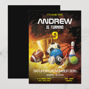 Personal Sports Birthday Printable Invitation