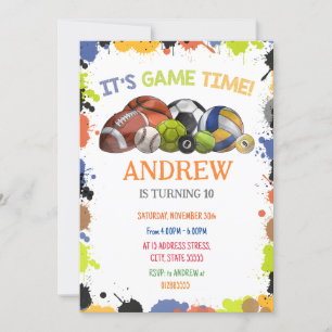Personal Sports Birthday Printable Invitation