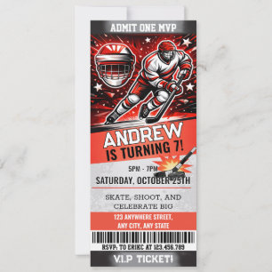 Personal Sports Hockey Ticket Skating Birthday Invitation