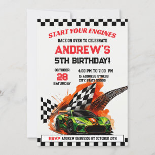Personal Sports Race Car Birthday party Invitation