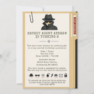 Personal Spy File Birthday Invitation