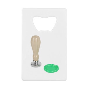 Personal stamp and wax seal credit card bottle opener