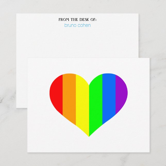 Personal Stationery: Rainbow Heart Invitation (Front/Back)