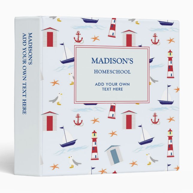 Personal summer pattern homeschool organizer binder (Front/Spine)