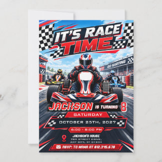 Personal Teen Go Kart Birthday Party Invitation