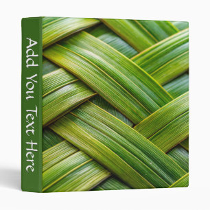 Personal Text Green Fresh Bamboo Weave  Binder