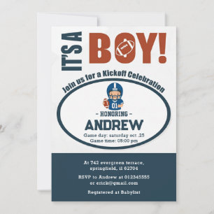 Personal Touchdown American football Baby Shower Invitation