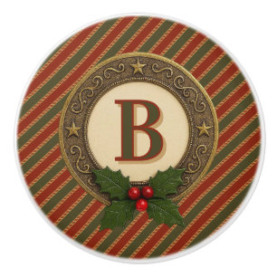 personal traditional colored Christmas striped Ceramic Knob