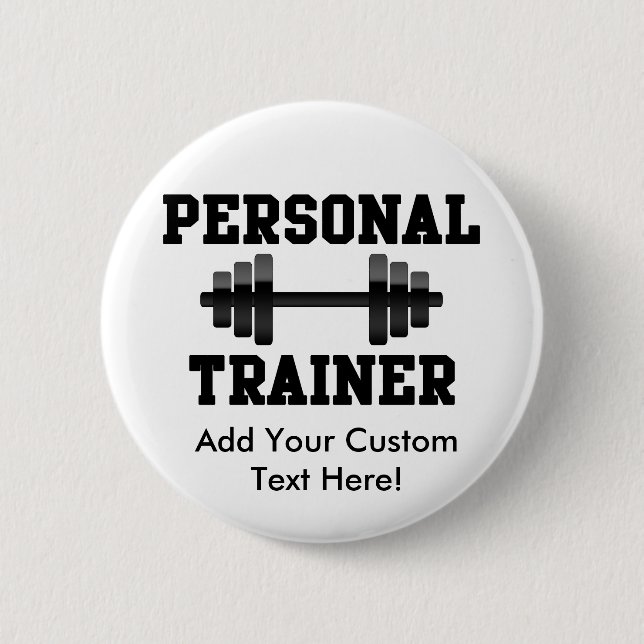 Personal Trainer Black and White Dumbell Training 2 Inch Round Button (Front)