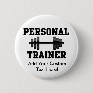 Personal Trainer Black and White Dumbell Training 2 Inch Round Button
