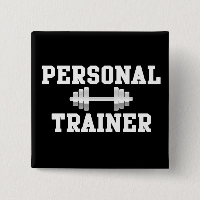 Personal Trainer Black and White Dumbell Training 2 Inch Square Button (Front)